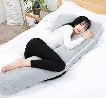 Jaipur Linen Full Body Pregnancy Pillow, L Shaped Maternity Pillow for Pregnant Women and Back Pain Great for Anyone-Grey