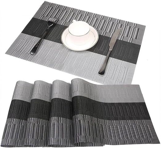 Amazon Com Jian Ya Na Placemats Dining Room Table Mats Crossweave Woven Vinyl Heat Resistant Non Skip Durable Textilene Pvc Placemats Home Kitchen