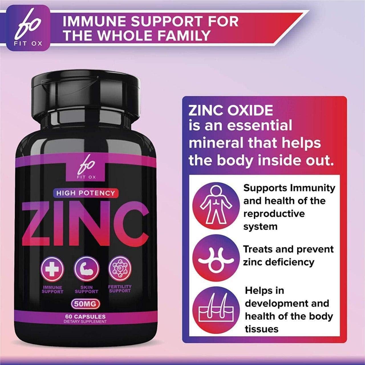 Pure Zinc Supplement Vitamin Pills Capsules 50mg Oxide for Adults Kids - Alternative to Lozenge, Liquid, Gummies, Chewable Tablets - Formulated for Immunity, Zinc Citrate Supplements (2 Month Supply): Health & Personal Care