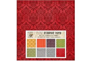 Decoupage Paper Pack (24 Sheets 6"x6") Damask Antique Baroque FLONZ Vintage Styled Paper for Decoupage and Craft