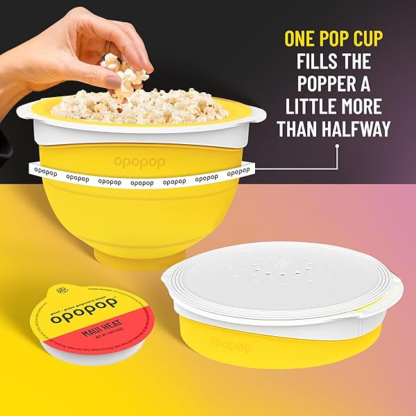 OPOPOP MICROWAVE POPCORN – POP CUPS MAUI HEAT 6-PACK, NON-GMO GOURMET POPCORN KERNELS & POPCORN FLAVORING, GLUTEN FREE SNACKS, EASY TO MAKE AND NO MESS
