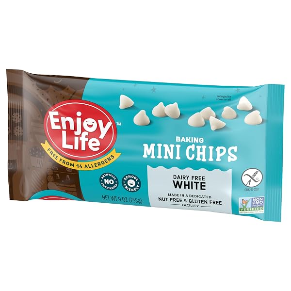 ENJOY LIFE BAKING WHITE CHOCOLATE MINI CHIPS, 9OZ BAG