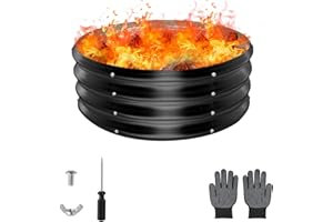 Raynesys 24 Inch Round Galvanized Fire Pit Ring, Round Galvanized Fire Ring, 2 Feet Diameter Round fire Pit, Outdoor fire Pit for Backyard, Camping, Bonfire, Black