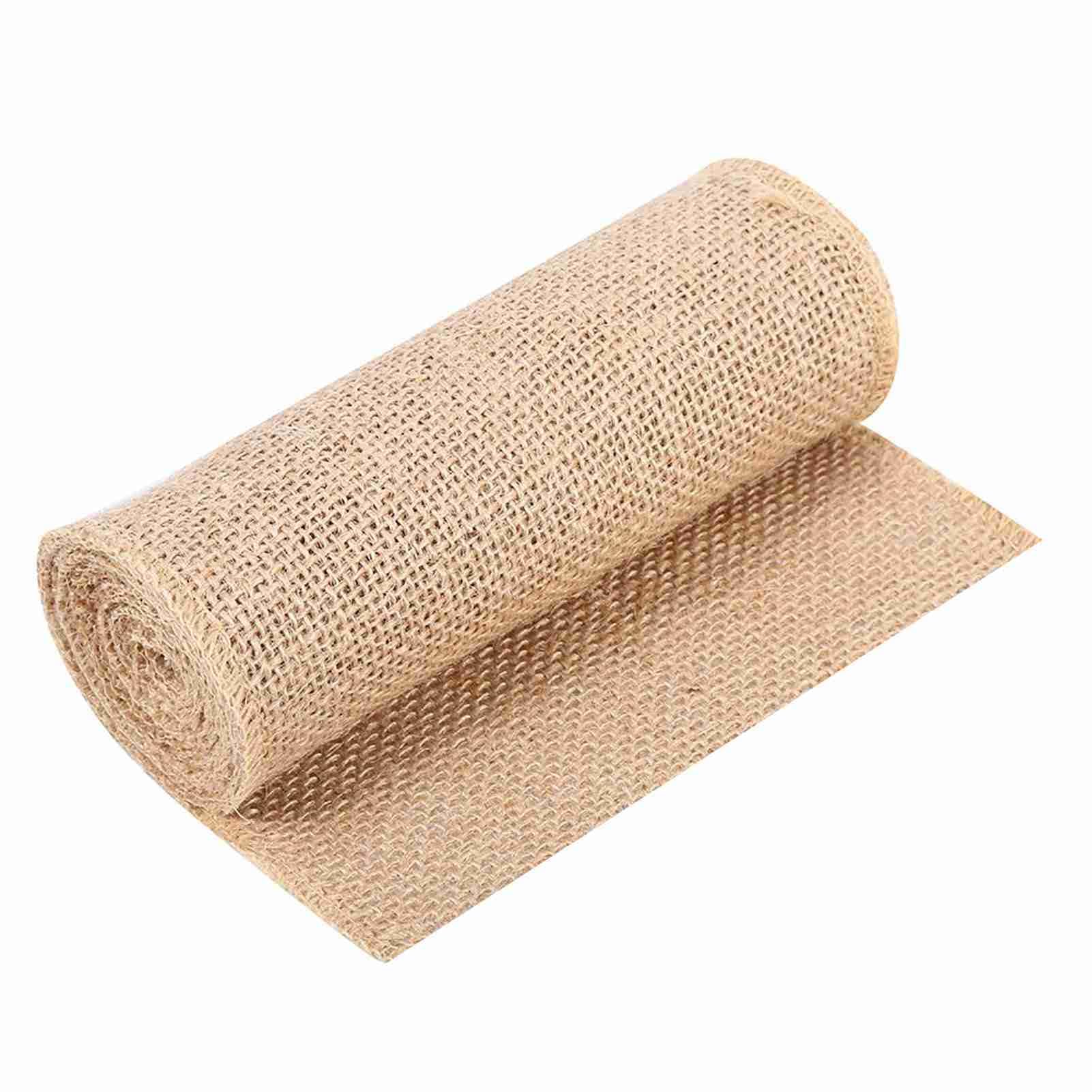 Burlap Roll, Jute Hessian Roll Table Runner Sash Rustic Burlap Sewn Vintage Wedding DIY Crafts(15x500cm)