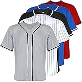 Mens Baseball Jersey Blank Plain Button Down Shirts Short Sleeve Hip Hop Hipster Active Team Sports Uniforms S-XXXL