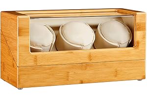 JQUEEN Watch Winder Box for Automatic Watches, 100% Bamboo Wood