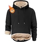 STICKON Men's Fleece Hoodies Warm Pullover Drawstring Hooded Sweatshirts Simple Casual Basics Thick Hoodie