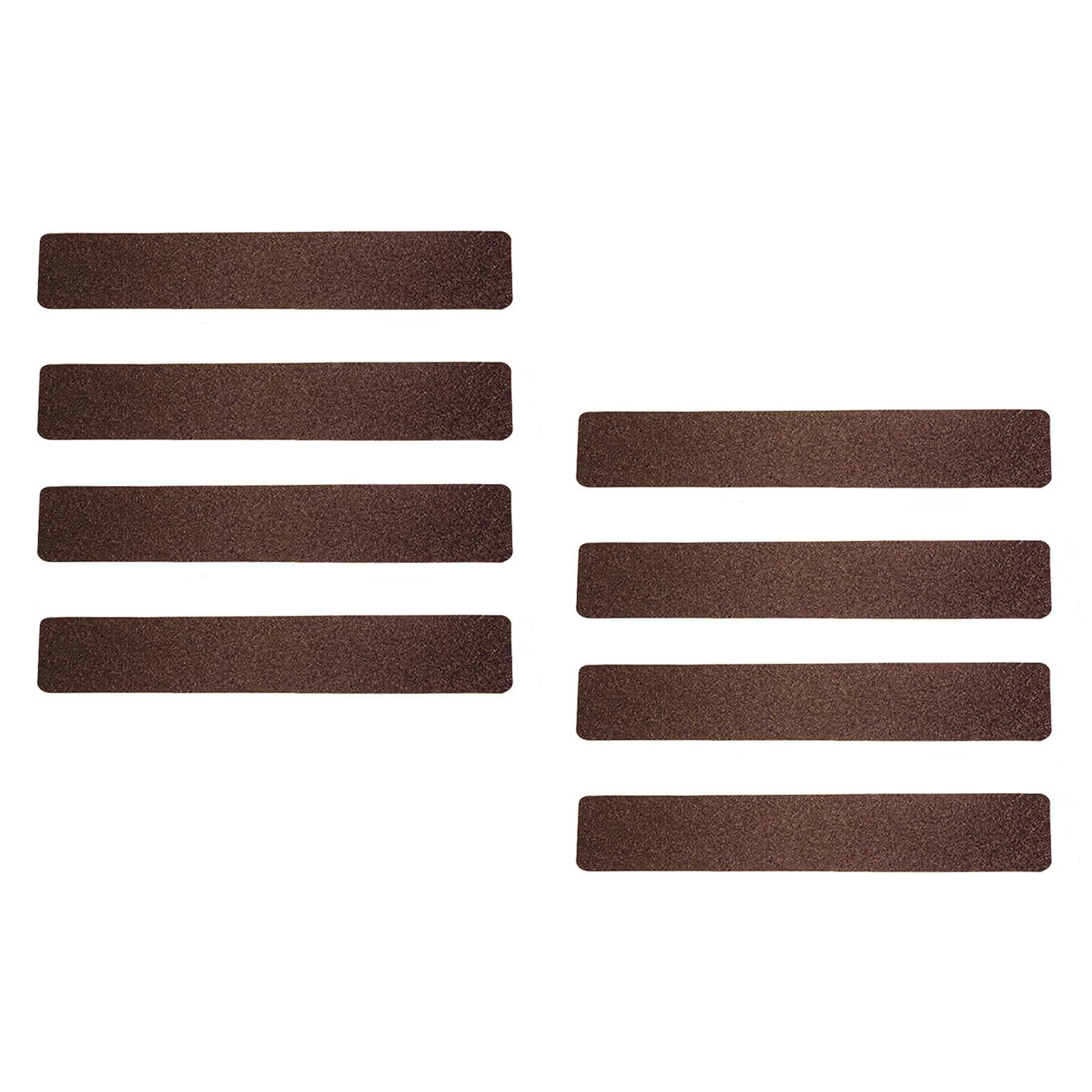 ONTWIE 2in x 12in Anti-Slip Strips Tape Brown Safety Treads, Non Slip Stairs for Wooden Deck Floors, Boat Trailers, Keep Family, Pets, Baby Kids Safe From Slips and Falls - 8 pcs