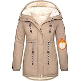 Yusongirl Plus Size Women's Winter Parka Coat Heavy Cotton Outer Shell Fleece Lined Hoody for Cold