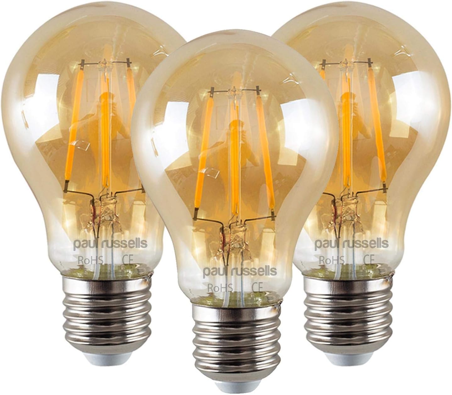 paul russells E27 Edison Screw LED Filament, 7Watt 50W Equivalent 680LM Lumens 2200K ES Standard GLS A60