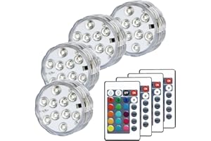 KIKOMO LED Pumpkin Lights with Remote, 16 Colors 4 Modes Halloween Submersible Lights for Jack-O-Lanterns, Pool, Pond and Outdoor Decorations (4 Pack)