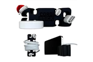 CordBrick Stocking Stuffers for Adults Cord Management Weighted Cord Holder Cable Wrap Phone Stand - Multiuse Gadget Organizer for Nightstand, Desk. Gift for Men, Durable Silicone. Black