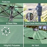 GardenKraft 14610 2.7m Outdoor Parasol Tilt & Crank 6 Ribs Dark Green view 3