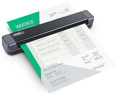 Plustek Mobile Scanner S410 Plus - Portable Sheet-Fed Document Scanner - for Windows 7 / 8 / 10 / 11, Featuring Button-Free Scanning with Included OCR Software