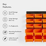 VonHaus Workshop Storage 30pc Wall Mount Organiser Bin System view 2