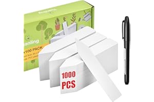 Plant Labels 1000 Pcs Yuanling for Seeding Plastic Waterproof Plant Name Tags Garden Labels Marker Garden Pots Stakes for Outdoor Potted Plants Belt Permanent Marking Pen (White)