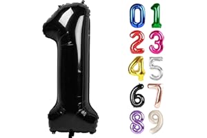 KEXINGTUO 1 Balloon - Black Birthday Number Balloons, 40 Inch Large Foil Balloons for Men Women Boys Girs Black Themed Birthday Decorations