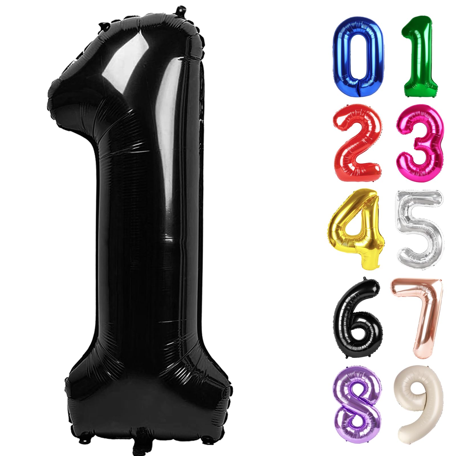 Photo 1 of 1 Balloon - Black Birthday Number Balloons, 40 Inch Large Foil Balloons for Men Women Boys Girs Black Themed Birthday Decorations