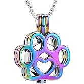 Oinsi Pet Cremation Jewelry For Ashes For Dog/Cat Paw Stainless Steel Memorial Locket Urn Necklace Inside Mini Case Keepsake Cremation Jewelry Women Men