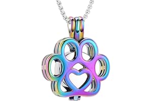 Oinsi Pet Cremation Jewelry For Ashes For Dog/Cat Paw Stainless Steel Memorial Locket Urn Necklace Inside Mini Case Keepsake Cremation Jewelry Women Men