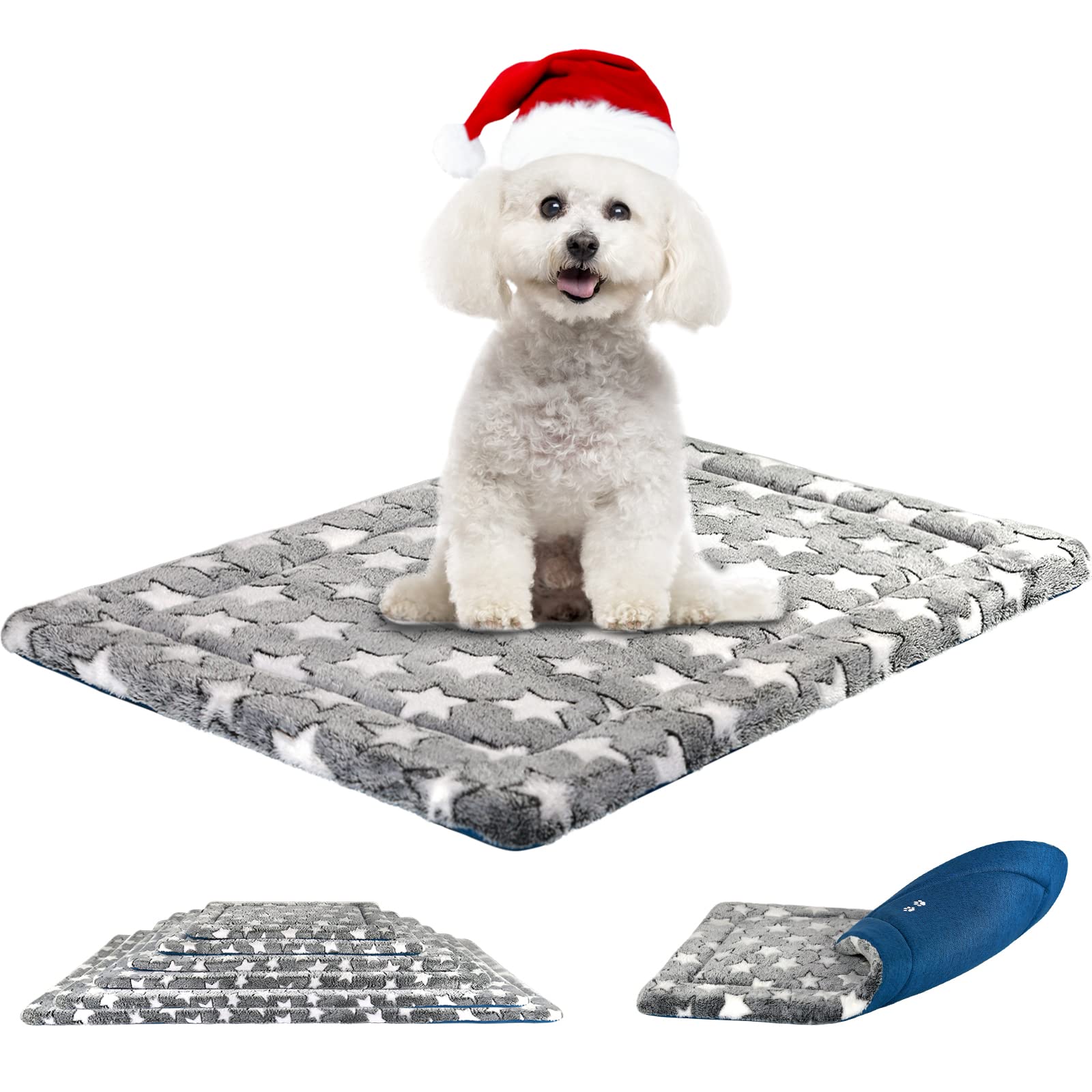 KROSER Reversible Cool & Warm Dog Crate Mat, 61x41cm, Machine Washable, High Density Foam, Pet Beds for Small Dogs & Cats, Grey Blue โ image 1