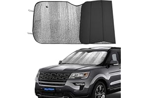 Big Hippo Front Car Sun Shade Windshield, Jumbo/Standard Sunshade Keeps Vehicle Cool UV Ray Sun Visor Protector Sunshades - Easy to Use Folding Sun Shade - Silver/Black Sides(Size: 55.16 X 27.5inch)