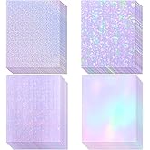 36 Sheets Holographic Laminate Sheets Clear Self Adhesive Sticker Paper | Transparent Waterproof Laminating Sheets Holographic Vinyl Overlay for Stickers, Cricut Crafts, Photos, 8.5x11 inch- 4 Styles