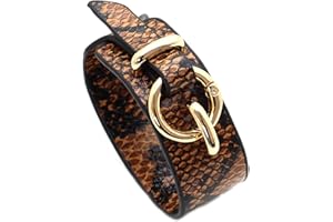 SHIMERITI Punk Rock Snakeskin Pattern Wide Pu Leather Adjustable Cuff Bracelet
