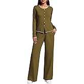 SHESHOW 2 Piece Lounge Set Women Long Sleeve Tops High Waisted Wide Leg Pants Casual Outfits for Women S-XXL