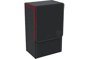 Black Tarot Card Holder with Red Interior; Fold Top Tarot Card Box Case with Magnetic Lid Closure; Fits Standard Tarot Card D
