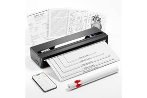 vretti Portable Printer Wireless for Travel, PB821 Inkless Printer, A4 Mobile Thermal Printers Compatible with Phone & Laptop, Supports 8.5 x 11 US Letter Etc for Car School Office Home Use - Black