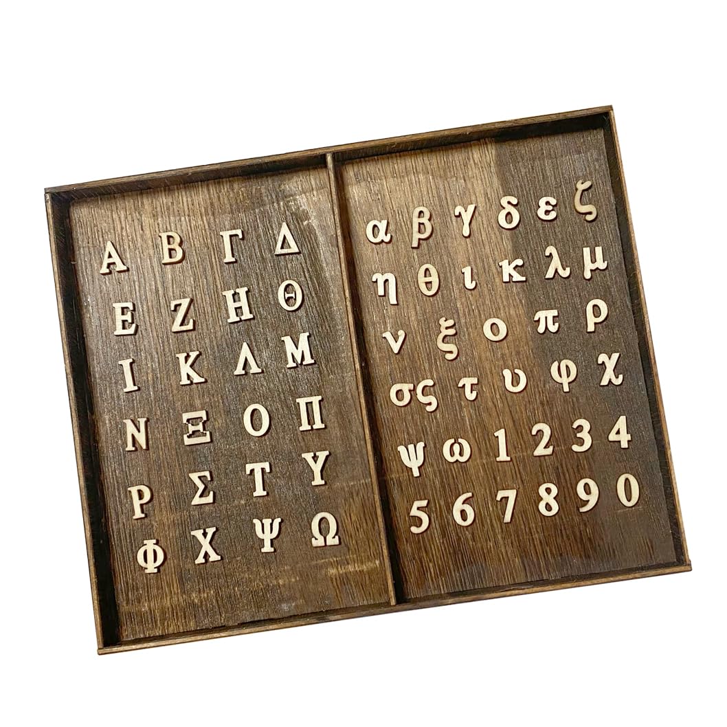 Photo 1 of Half Inch 848 Pieces Mini Wooden Greek Letters Uppercase Lowercase and Numbers Unfinished Wood Greek Alphabets for Small Paddles Embellishment/Sorority/Fraternity/DIY Project/Learning/Wall Decor