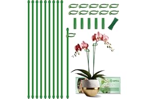 Plant Support Stakes for Indoor Plants SupKing Orchid Sticks with Clips 15 inch 10Pcs Garden Stake Extended to 2/3/4ft for Outdoor Potted Tomato Rose Vegetables House Palnts Comes with 20 Plants Ties