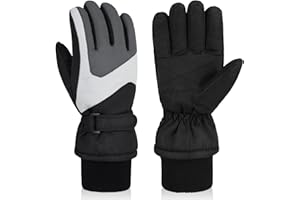 DARCHEN 3-12 Kids Snow Gloves, Boys Winter Waterproof Gloves for Ski Snowboarding Insulated Thickening Warm Windproof Cold Weather Outdoor Sports Gloves Age Girls 3-12 Years Olds