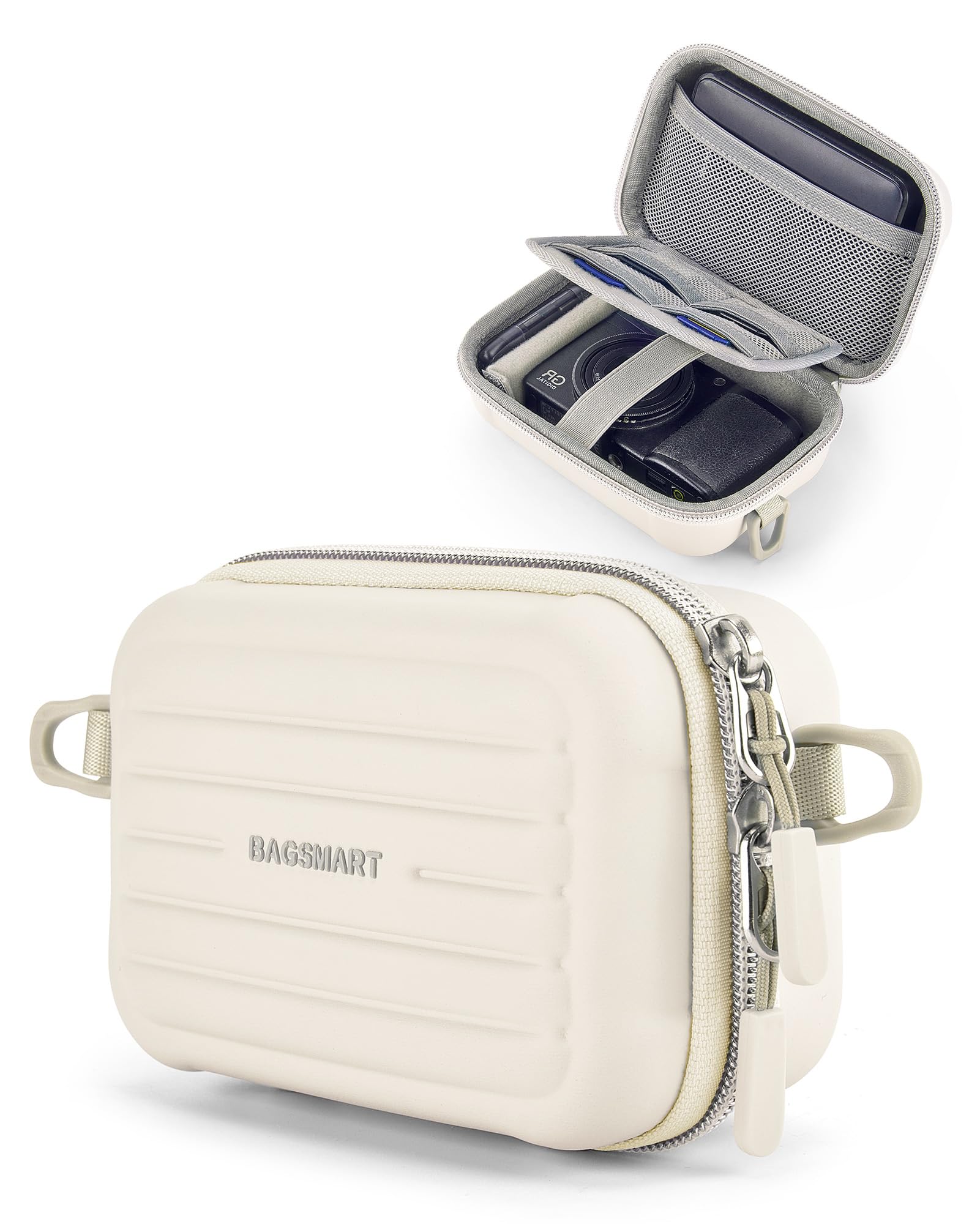 BAGSMART Digital Camera Case, Waterproof & Protective Small Camera Bag with 2 Carrying Ways, Lightweight Camera Sling Bag for Canon PowerShot SX740 HS/ELPH 180/190/G7 X Mark III, Sony Alpha 6700 Beige