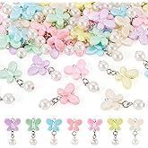 Beadthoven Opaque Acrylic Butterfly Charms Cute Butterfly Dangle Pendants Colorful Insect Charm with Double Loops and Imitation Pearl for Jewelry Making
