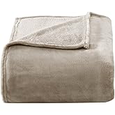 Poppy & Fritz Ultra Soft Plush Fleece Reversible Bedding, Lightweight Home Decor for All Seasons Blanket, Twin, Solid Beige
