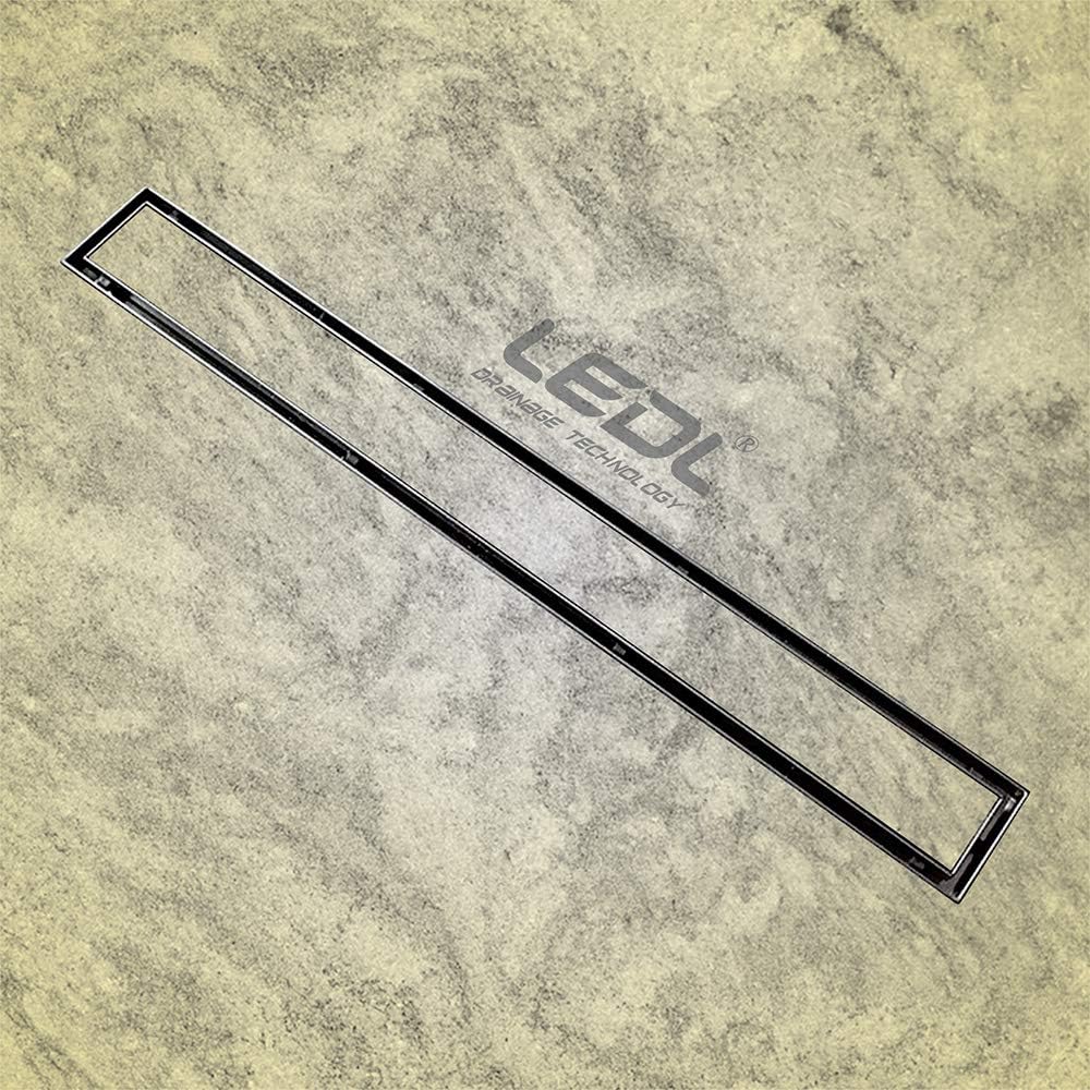 LEDL DRAINAGE TECHNOLOGY Stainless Steel Stone Tile Marble Insert Shower Drain Channel Side Outlet for Floor Bathroom Kitchen Terrace Balcony (450 x 70, 50 mm, Silver)