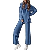 PRETTYGARDEN Women's Two Piece Lounge Sets Matching Long Sleeve Shirts Wide Leg Pants Tracksuits Travel Outfits Fall Clothes