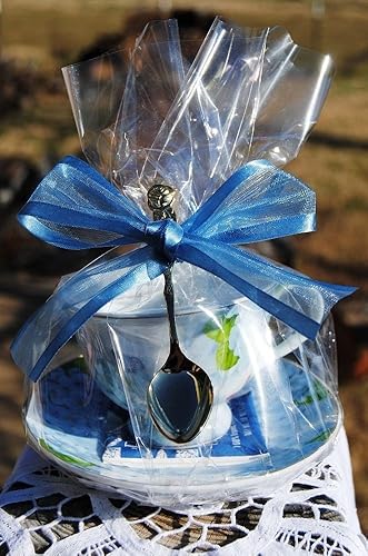 Amazon Com Set Of 4 Tea Theme Blue Butterfly Tea Cup Teacup Tea