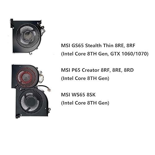 New CPU+GPU Cooling Fan Replacement for MSI GS65 Stealth (GTX 1060