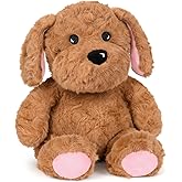 Ditucu Original Golden Retriever Microwavable Weighted Stuffed Animal Heated Dog Plush for Warmth Comfort Period Cramps Pain Plushies Toys Gifts for Kids Adults Dark Brown 9 inch