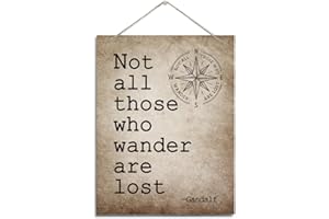 BQL Inspirational Wall Decor, Decorative Hanging Wood Signs, Rustic Hanging Sign, Wall Decor Art, Farmhouse Home Decor, Wall Art for Office Decor, Not All Those Who Wander Are Lost Wall Sign
