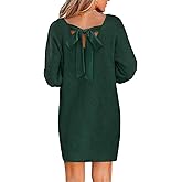 CUPSHE Womens Long Sleeve Sweater Dress V Neck Loose Fit Ribbed Knit Pullover Mini Dress Fall Outfit