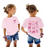 KEEVICI Cute Bow Christian Shirts Graphic Tees for Girls Jesus God Faith Bible Verse Shirt for Kids Cotton Religious Top