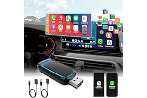 Quanlex Wireless Carplay Adapter and Android Auto Wireless Adapter,2024 Newest Carplay Wireless Adapter with Seven-Color Ambient Light,Wireless CarPlay Adapter for iOS 10+ & Android 11+,No Delay