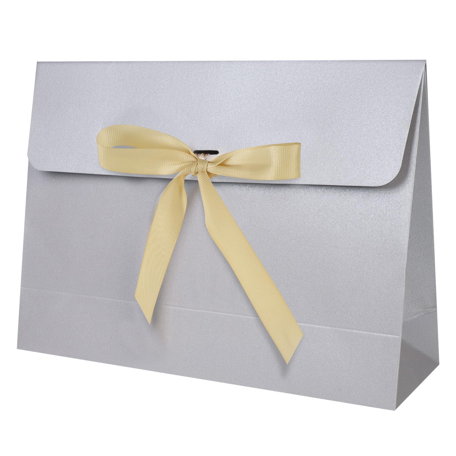 10Pcs Large Envelope Gift Box Present Bag, Cardboard Gift Box 29 * 20 * 9 cm with Lid & Satin Decorative Ribbon, Textured Christmas Birthday Present Boxes for Dress, Shirt, Scarf, Book, Accessories