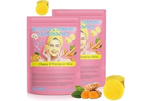 Aiwejay 80PCS Turmeric Face Scrub Pads,Turmeric Kojic Acid Cleansing Pads with Vitamin B5, Vitamin C Turmeric, Sugar Turmeric Cleansing Pads for Face (40 Count (Pack of 2))