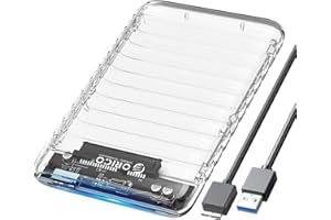 ORICO 2.5 inch External Hard Drive Enclosure USB 3.0 to SATA III Tool-Free Clear Hard Disk Case for 7mm 9.5mm SATA HDD SSD Ma