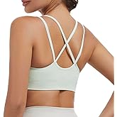 Nabawa Strappy Sports Bras for Women Crisscross Back Medium Support Yoga Bra Unpadded Gym Workout Fitness Crop Top